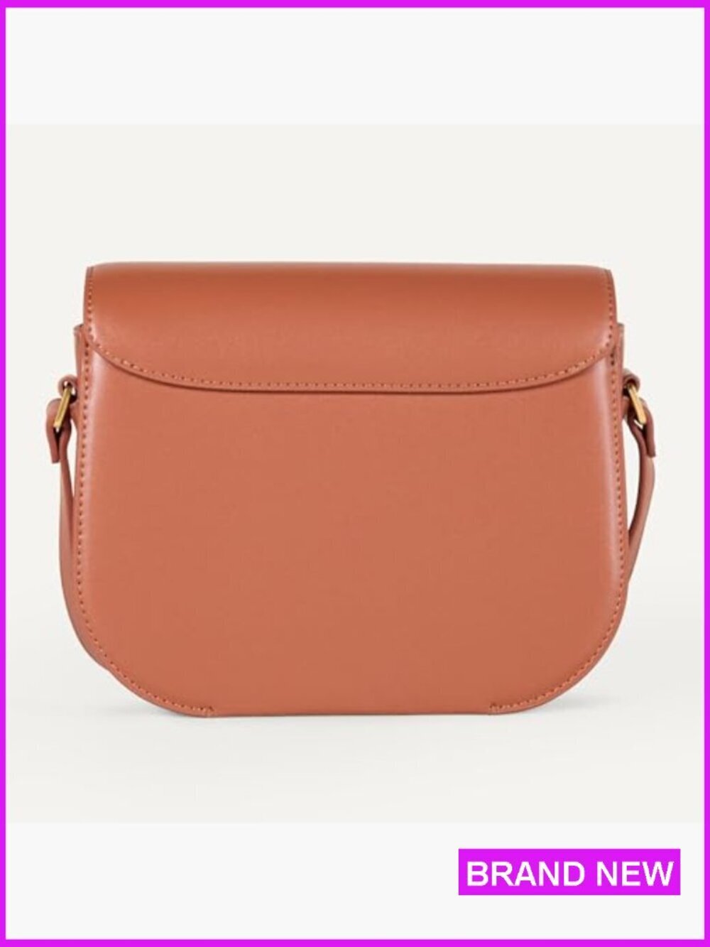 Vegan Leather Crossbody Flap Bag with Adjustable Strap Minimal Chic - Picture 3 of 7